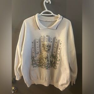 Vintage grandma cottagecore crystal giraffe Sweater with Dog Print with collar